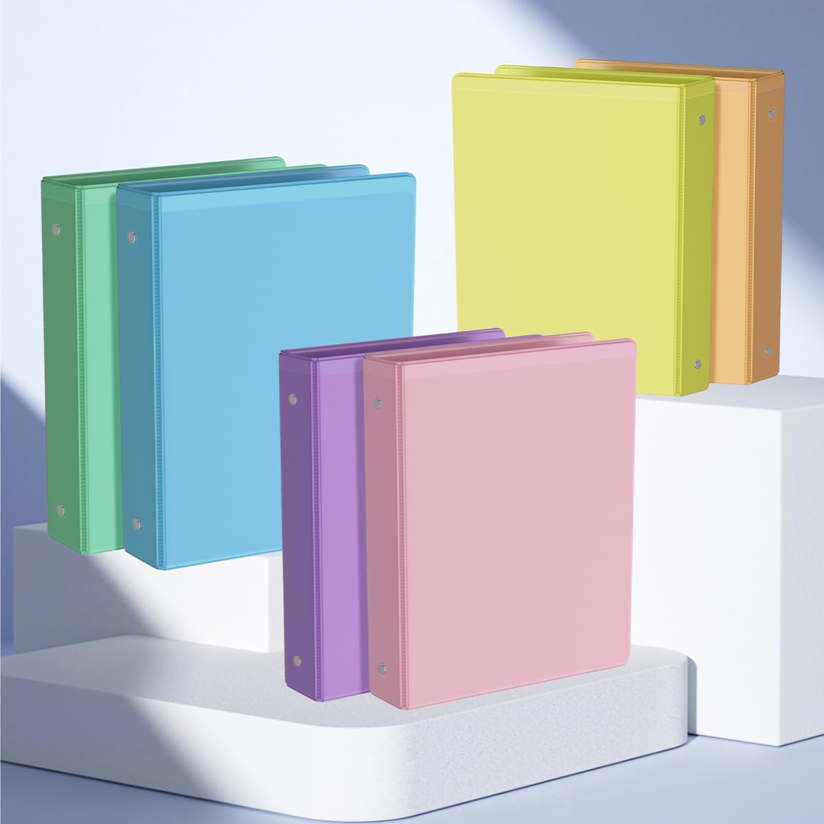 1-Inch Binder 3 Ring, Round Ring with 2 Interior Pockets, Holds 200 Sheets Letter Size Paper, Durable Plastic View Binders for School, Office, and Home