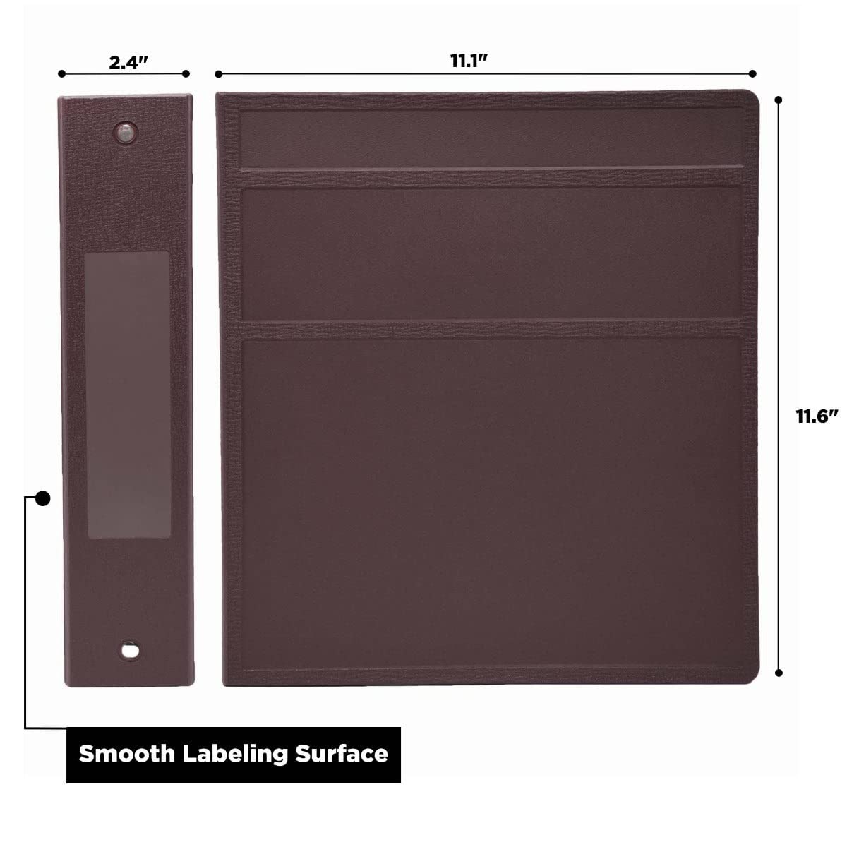 Carstens 2-Inch Heavy Duty 3-Ring Binder - Side Opening, Plum, Durable Plastic, Precision No-Gap Rings, Waterproof Covers, No Pockets, Holds 300 Letter-Sized Sheets, BPA-Free, Made in USA (5823-3R)