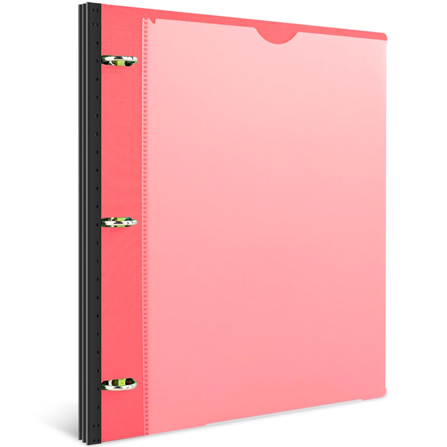 INFUN 1 Inch Telescoping 3 Ring Binder - 1PCS,Flexible Round Binder with Customizable Front Cover and Clear Catalog Pocket, 1 Inch Rings, 225 Sheet Capacity-Red