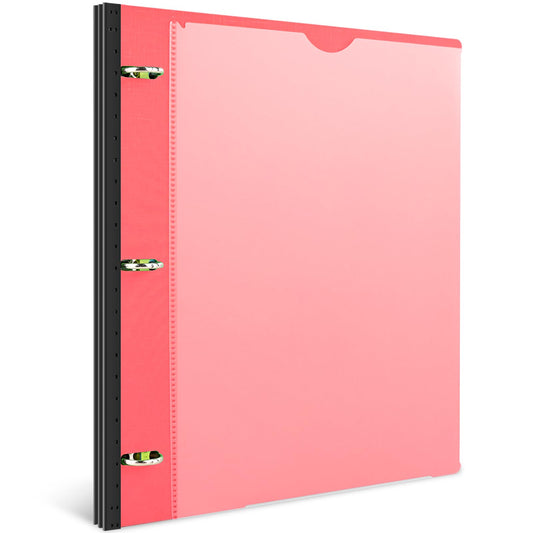 INFUN 1 Inch Telescoping 3 Ring Binder - 1PCS,Flexible Round Binder with Customizable Front Cover and Clear Catalog Pocket, 1 Inch Rings, 225 Sheet Capacity-Red