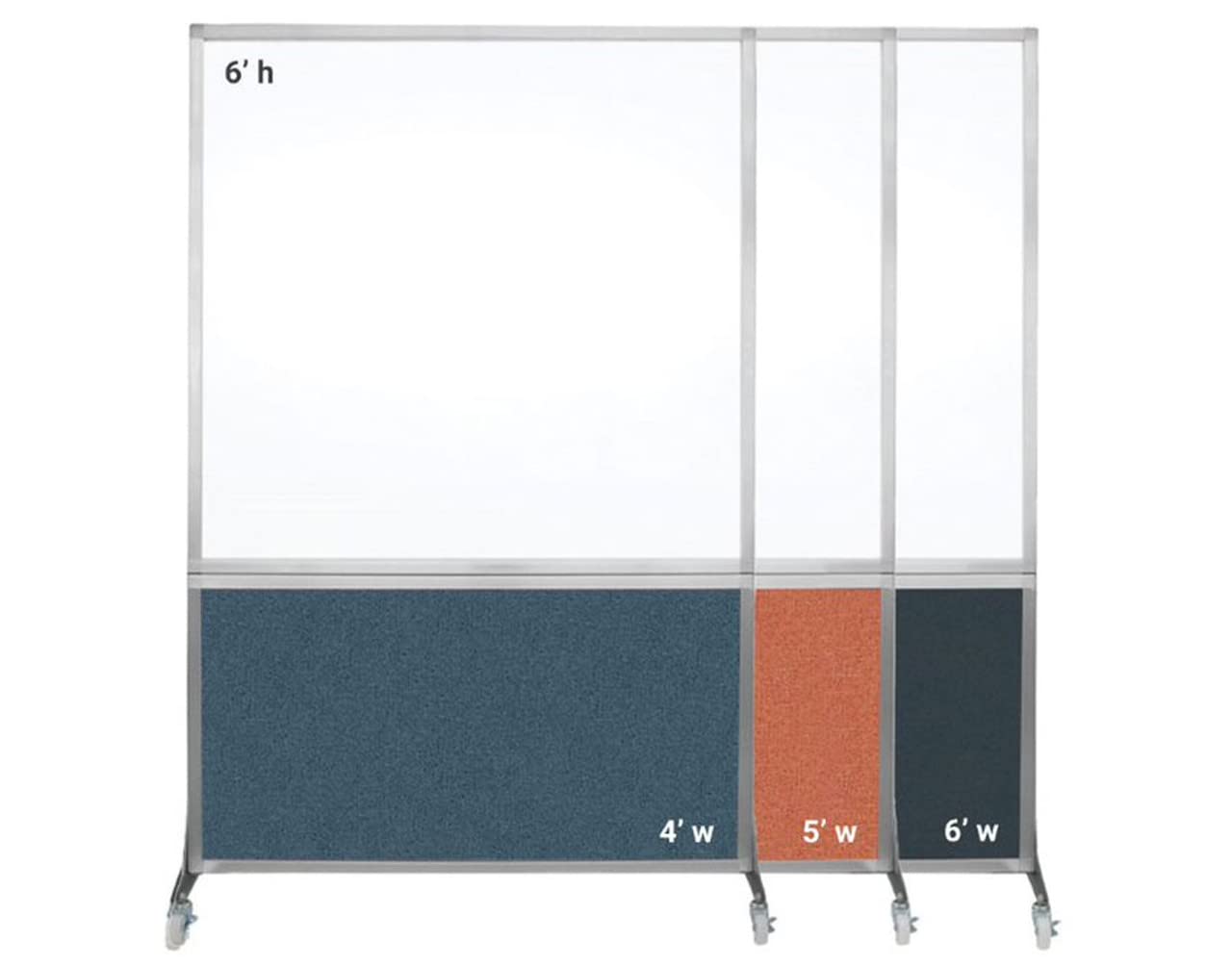 DivideWrite Mobile Whiteboard | Double Sided Dry Erase Board | Portable Office Cubicle Partition | Display for Classrooms, Conference Rooms, Meeting Areas and More | Cloud Gray 4' Wide X 6' Tall