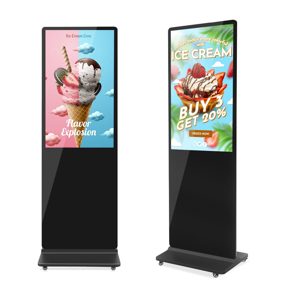 QIXZOCV MWE 37 Inch Indoor Digital Signage Display Kiosk LCD Standing Commercial Poster Multimedia Advertising Display Totem with USB/HDMI/WiFi