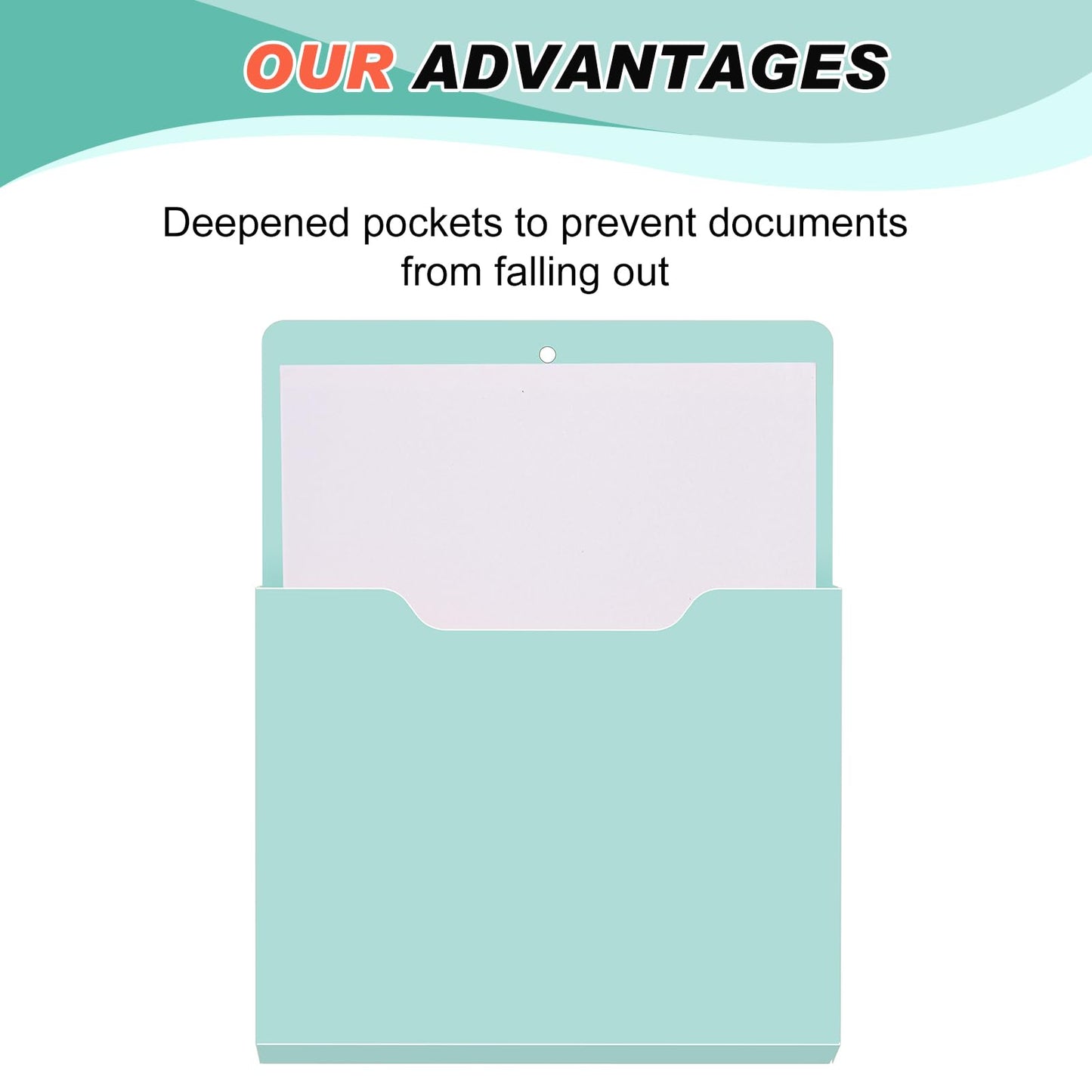 Fuutreo 6 Pcs Magnetic Wall File Organizer Magnetic Wall File Holder Refrigerator Magazine Holder for Mail Letters Paper(Aqua Green,Vertical-large)