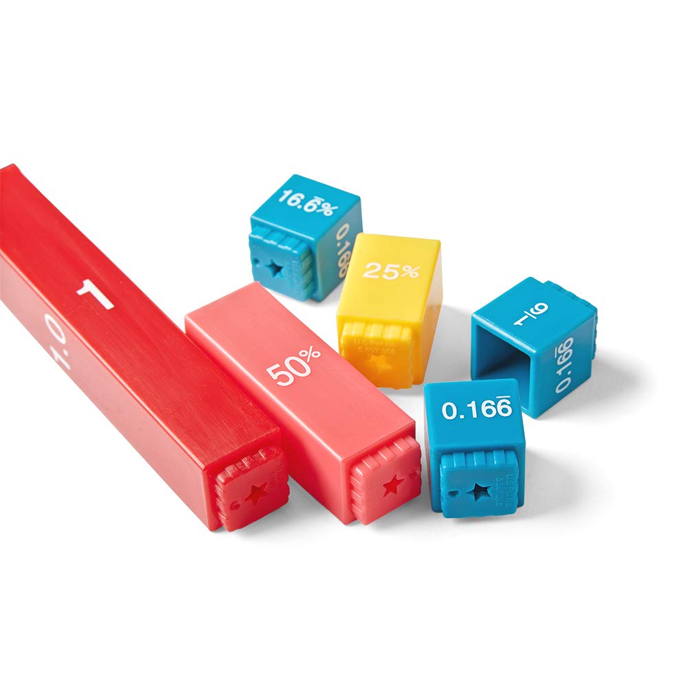 hand2mind Plastic Rainbow Fraction Tower Equivalency Cubes Montessori Math Materials for Kids to Learn Fraction Equivalence Math Manipulatives 4th Grade, Homeschool Supplies (Set of 15)