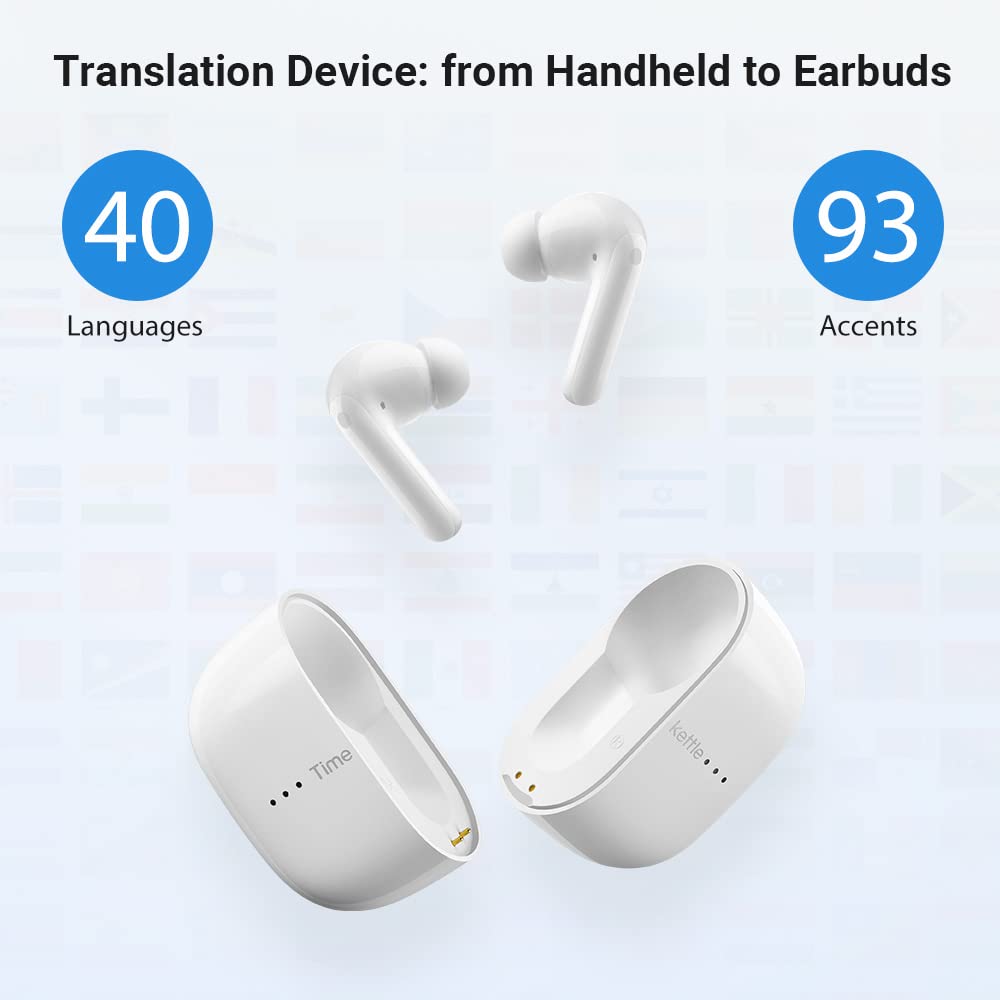 Timekettle M3 Language Translator Earbuds, Two-Way Translator Device with APP for 40 Languages & 93 Accents Online Bundle M3 Translator Earbuds Accessory, Including 1 Protective Case