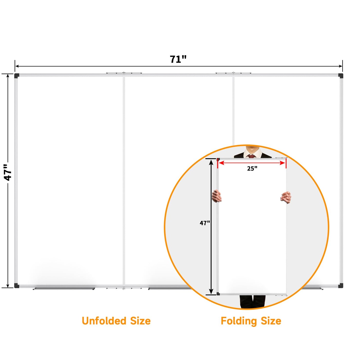 XBoard Magnetic Whiteboard 72 x 48 Inch, 6'x4' Dry Erase Board with Aluminum Frame | Foldable Wall-Mounted Whiteboard for Home Office, Classroom, Conference Room