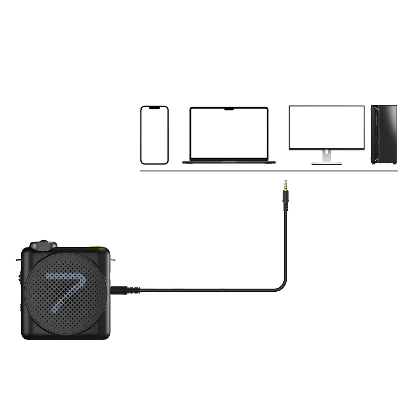 7RYMS WA2 Voice Amplifier for Teachers with Wireless Lavalier Microphone,Portable Speaker for Classroom,Speech,Training Outdoor,Mini Speaker Clip-On Mic- Noise Canceling,164ft Range,23H Working-White