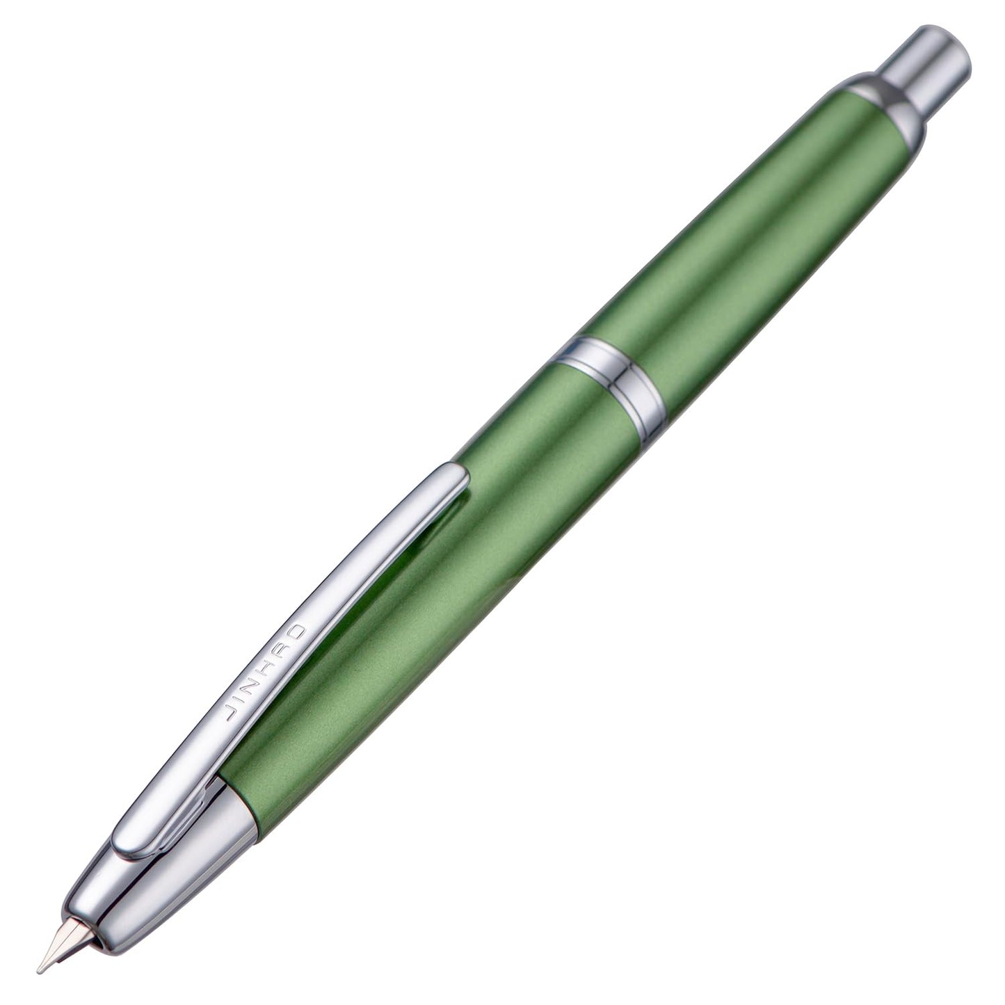Jinhao 10 Press Fountain Pen with Box, Sea Pine Green Retractable Extra Fine Nib with Ink Converter Set (Silver Clip)