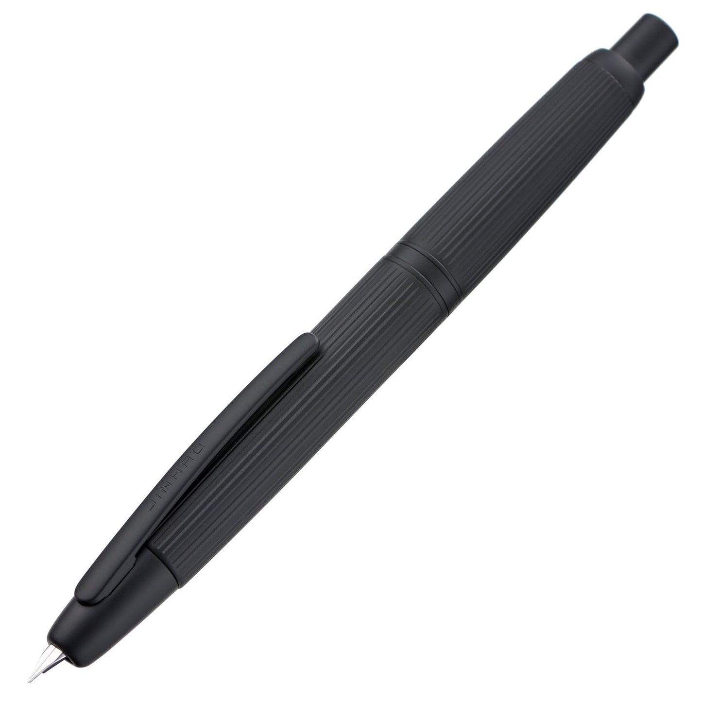 Jinhao 10 Press Fountain Pen with Box, Matt Black Chromium Retractable Extra Fine Nib with Ink Converter Set (Clip Version)