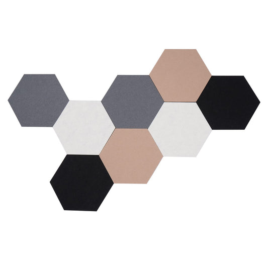 Afumazi 8Pcs (Large) Felt Cork Board Tiles Hexagon Wall Colored Bulletin Board, Adhesive Felt Pin Memo Board for Home School Office (Set C Large)