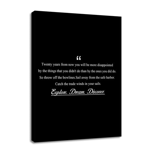 Motivational Canvas Wall Art Explore Dream Discover Entrepreneur Quotes Poster Print Inspirational Pictures Painting for Office Class Room School Wall Decoration Stretched and Framed [18''Wx24''H]