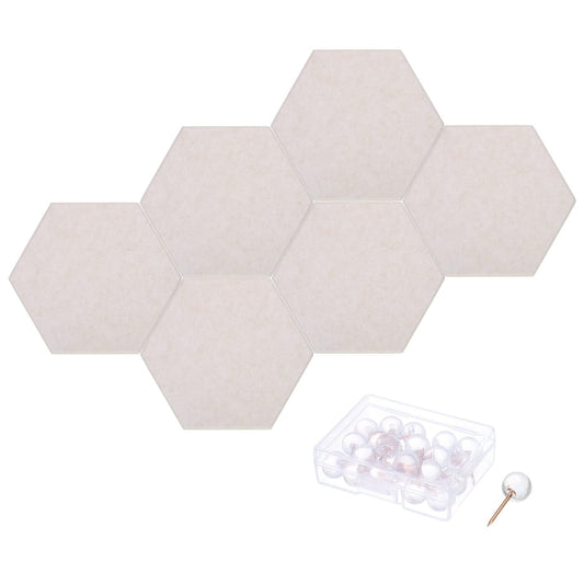 PATIKIL Felt Bulletin Board, 12"x10", 6 Packs Self Adhesive Hexagon Felt Tiles for Sound Proofing Wall Panels for Home Office Recording Studio,Game Room, Light Camel