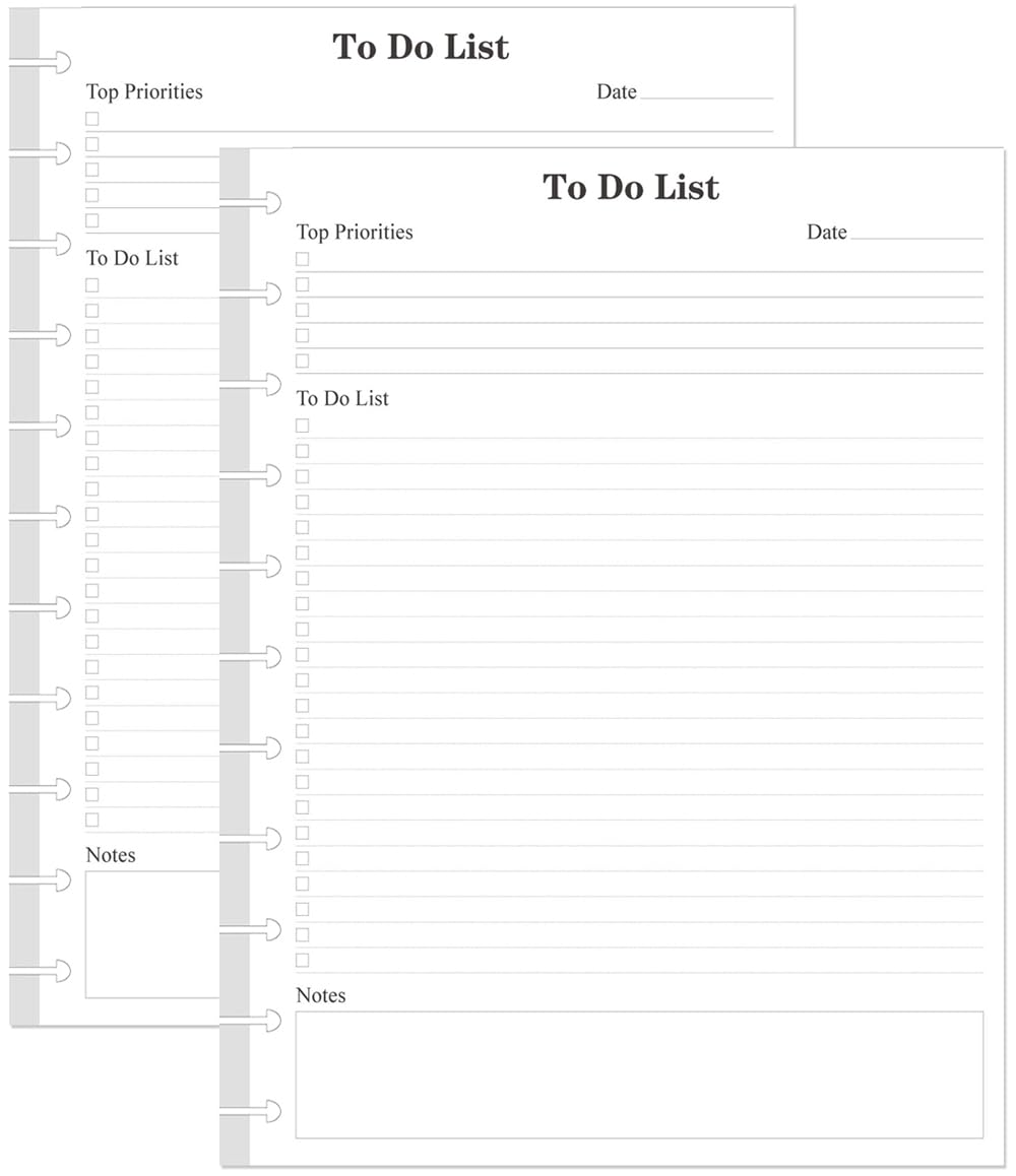 (2-Pack) Letter Size TUL Discbound To Do List Refills, 11 Disc Daily Planner Insert, 200Sheets / 400Pages To Do Paper, 100gsm White Paper, 8.5'' x 11''