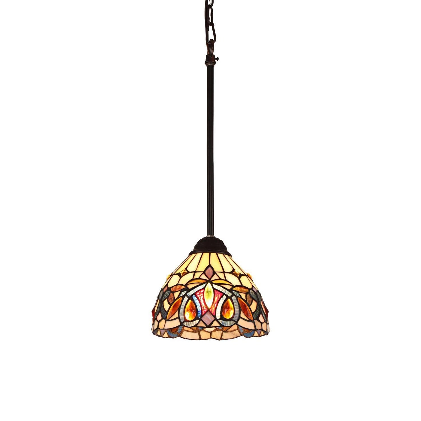 Chloe Lighting Mini Pendant - Tiffany-Style Dark Bronze, Glass, 8in  Wide, Multicolor, Model CH3T353BV08-DP1