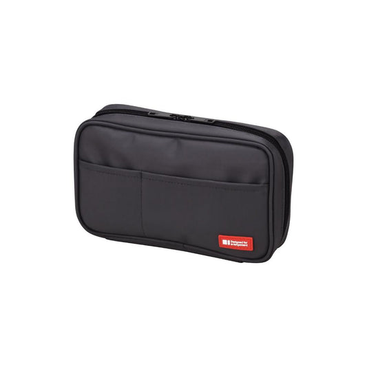 LIHIT LAB Large Capacity Zipper Pencil Case For School Office College, Big Capacity 4 Compartments Pencil Bag Holder Adults Teen Boys Girls, Travel Cosmetics Storage, Black (A7551-24)