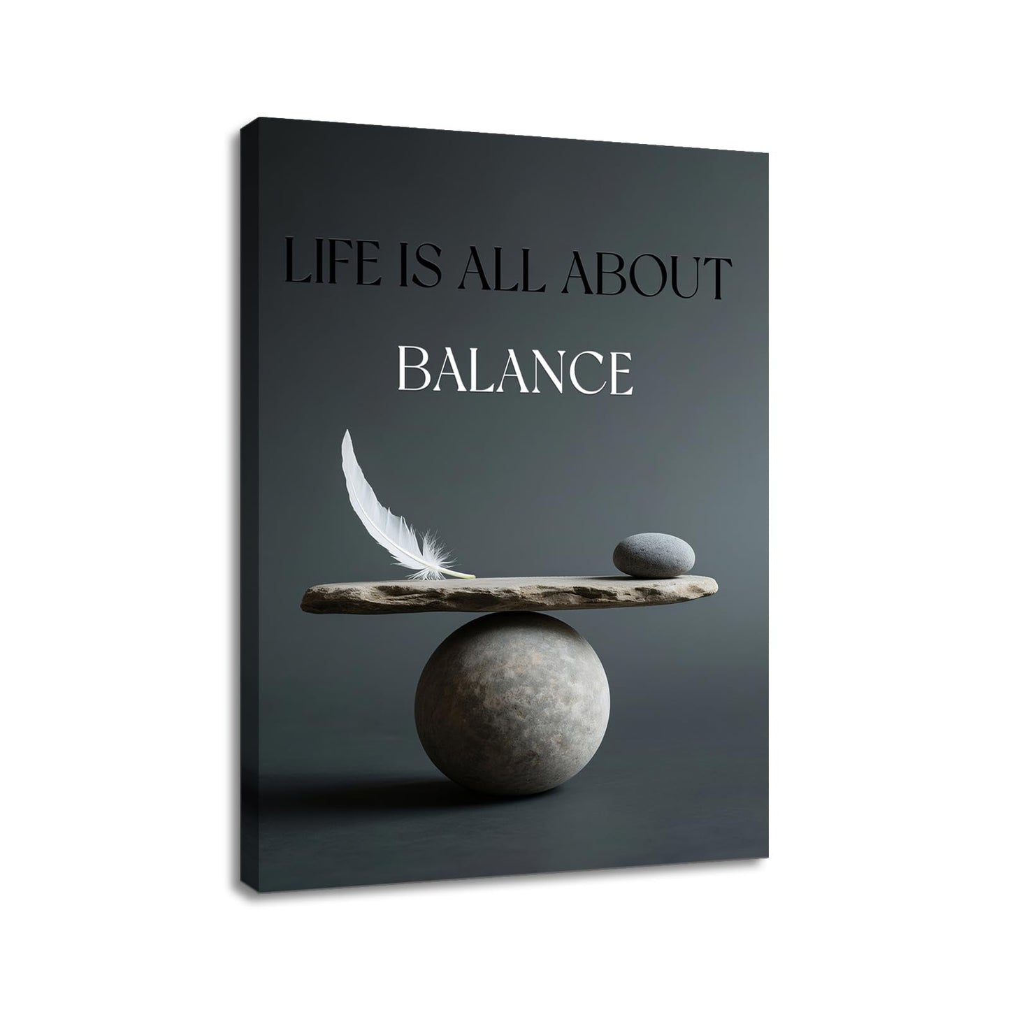 YSPCSUN Inspirational Posters for Office, Life Is All About Balance Canvas Poster Single Panel Wall Decor for Home Office Dorm Classroom, Framed Canvas Art, 24x18inch