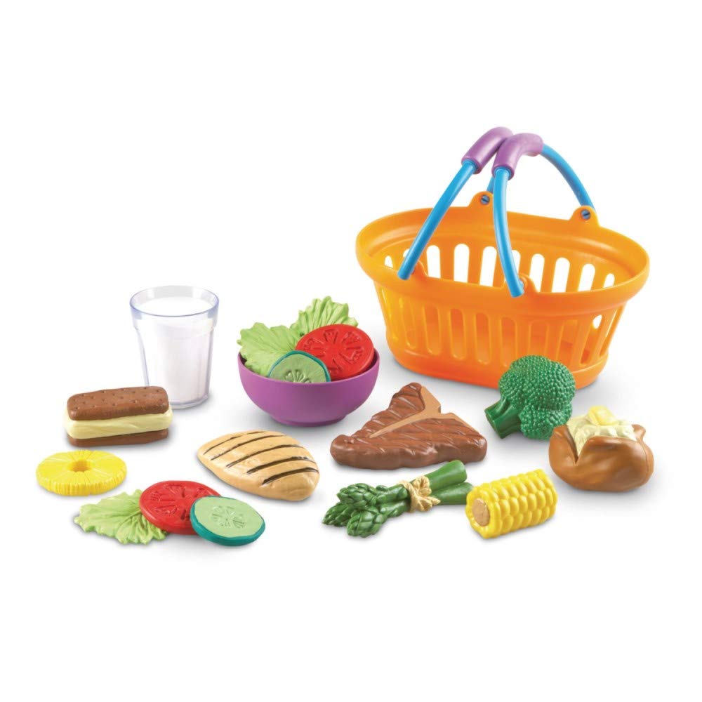 Learning Resources New Sprouts Dinner Food Basket - 18 Pieces, Ages 18+ Months, Pretend Play Food for Toddlers, Preschool Kitchen for Kids