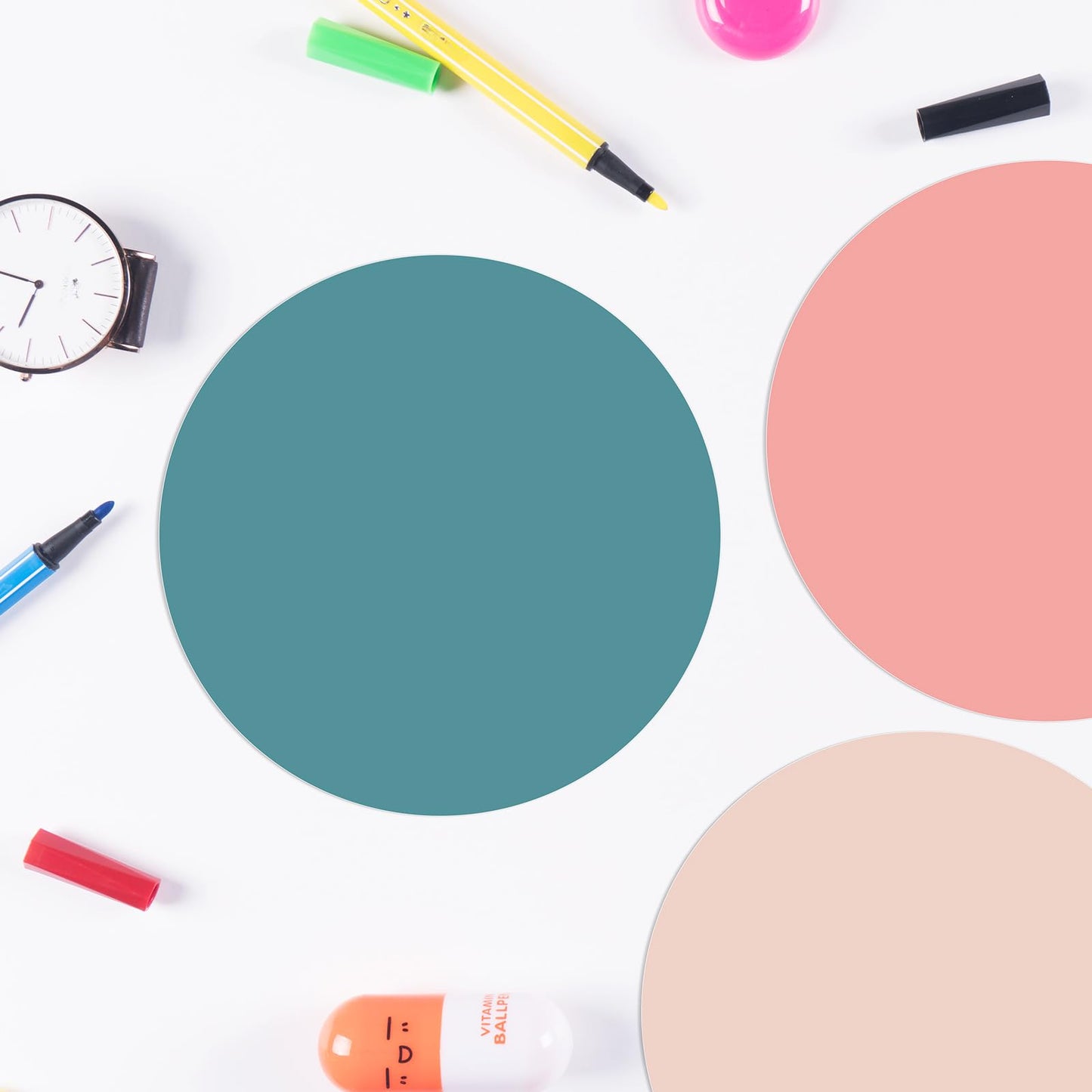 Lincia 12 Pack Colorful Dry Erase Dots Circles Spots for Classroom Table 10.5 Inch Removable Vinyl Desktop Stickers Spots Wall Decals for 100th Day of School Teacher Students Home (Fresh Colors)
