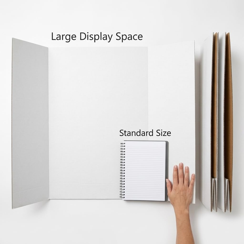 Trifold Poster Board, 24" x 16", White Corrugated Project Boards for Science Fairs, Event Displays, and Business Presentations，School Projects,3-Pack