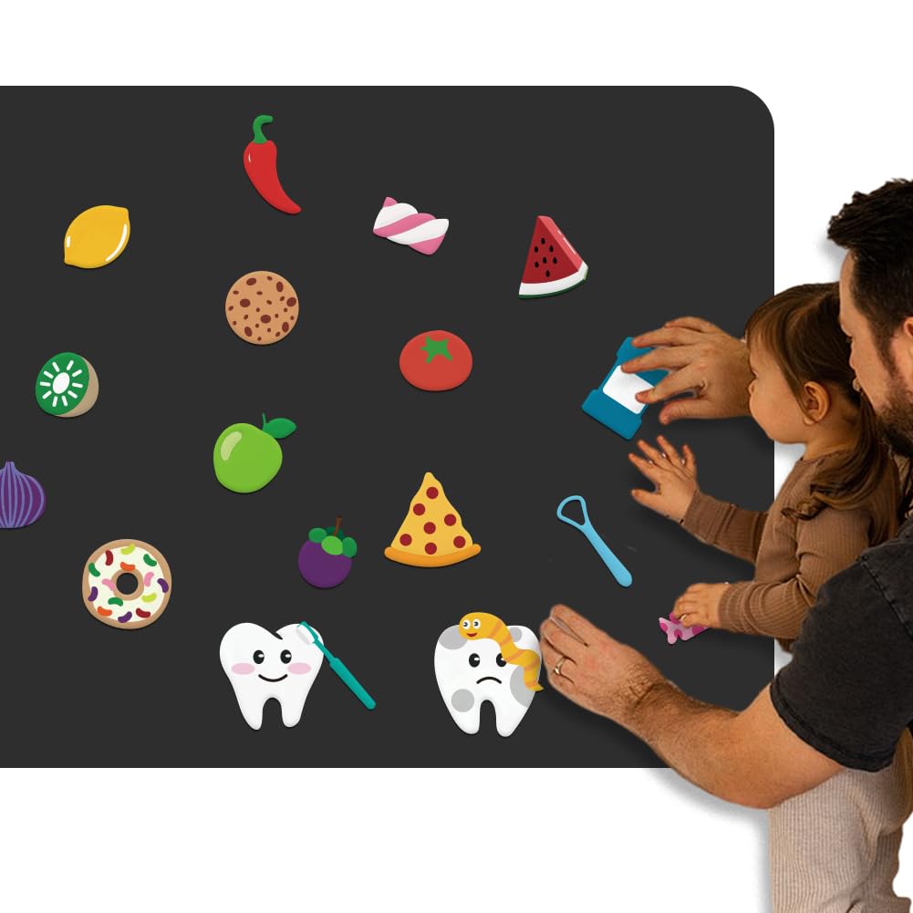 BEUNITONE 51 Pcs Felt Flannel Boards Stories Set Preschool Brush Your Teeth Felt Set Brushing Happy Tooth Hygiene Activity Stories Cute Fruits Felt Flannel Board Story Pieces for Gifts