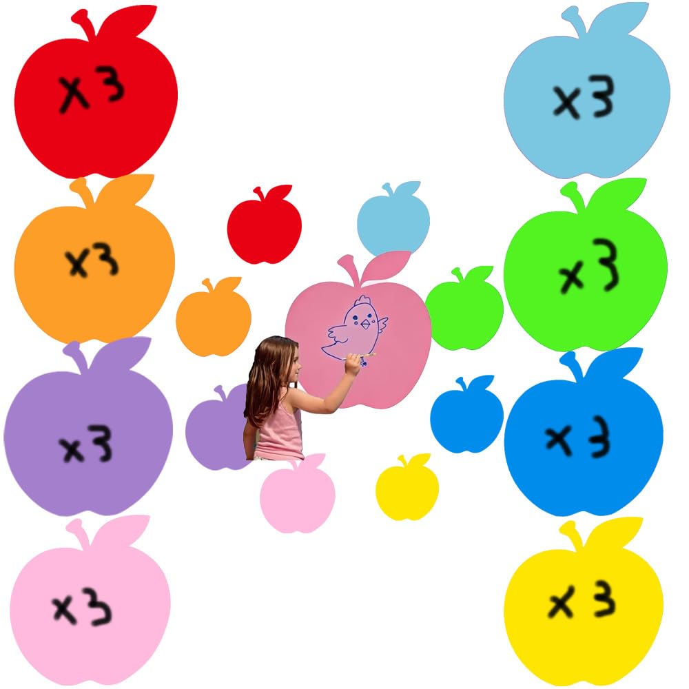 24 Pack 12 inch Color Dry Wipe dot Circle Removable Dry Erase Circles, whiteboard Marking Vinyl Sticker dot Wall Decal Wall Decal School Classroom Student Table (Apple)