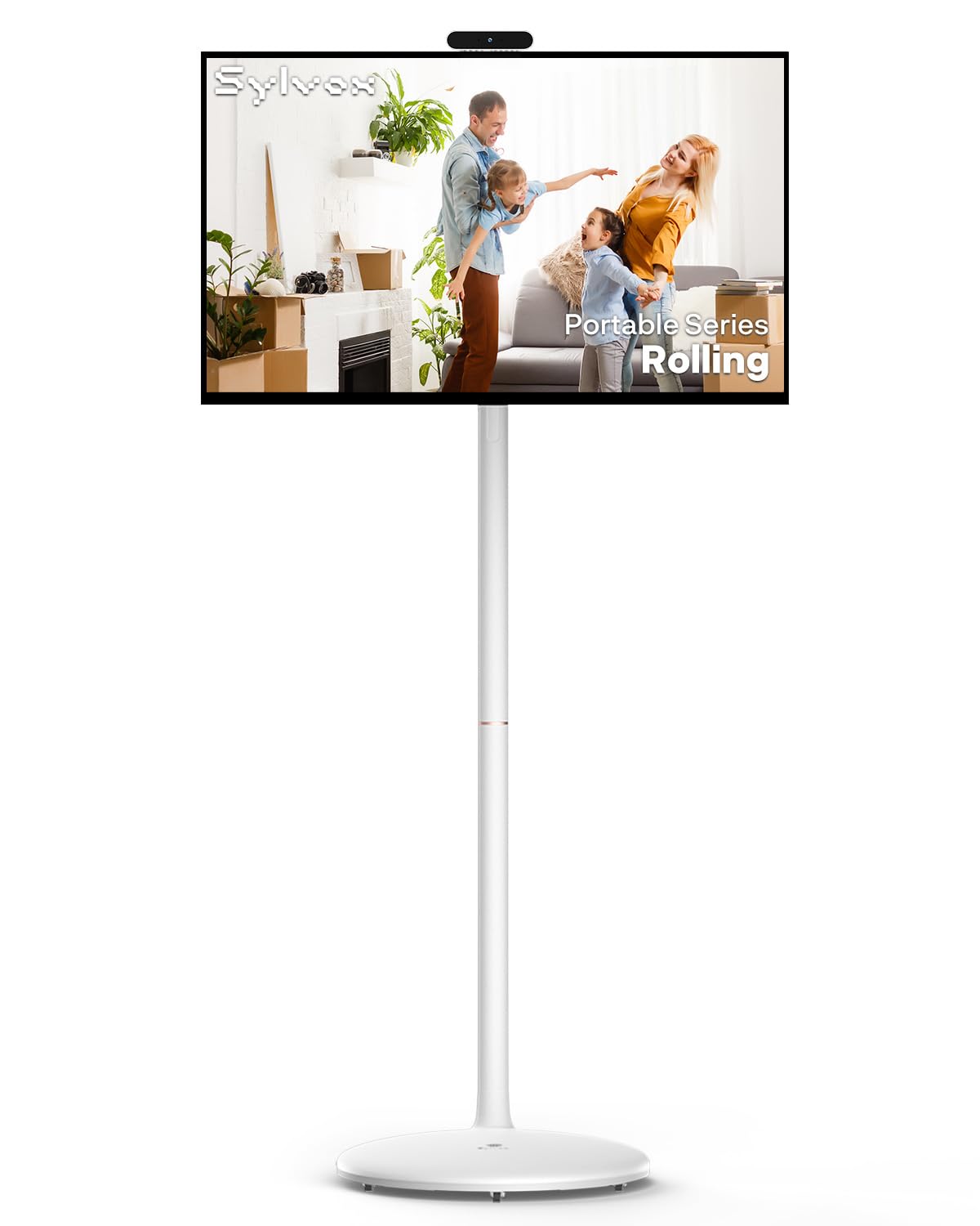 SYLVOX 32" Smart Rolling Display with Stand, Portable Touchscreen Monitor for Streaming TV Apps, Built-in 4-5H Battery, 1080P with 8MP Removable Webcam for Home, Office & Entertainment