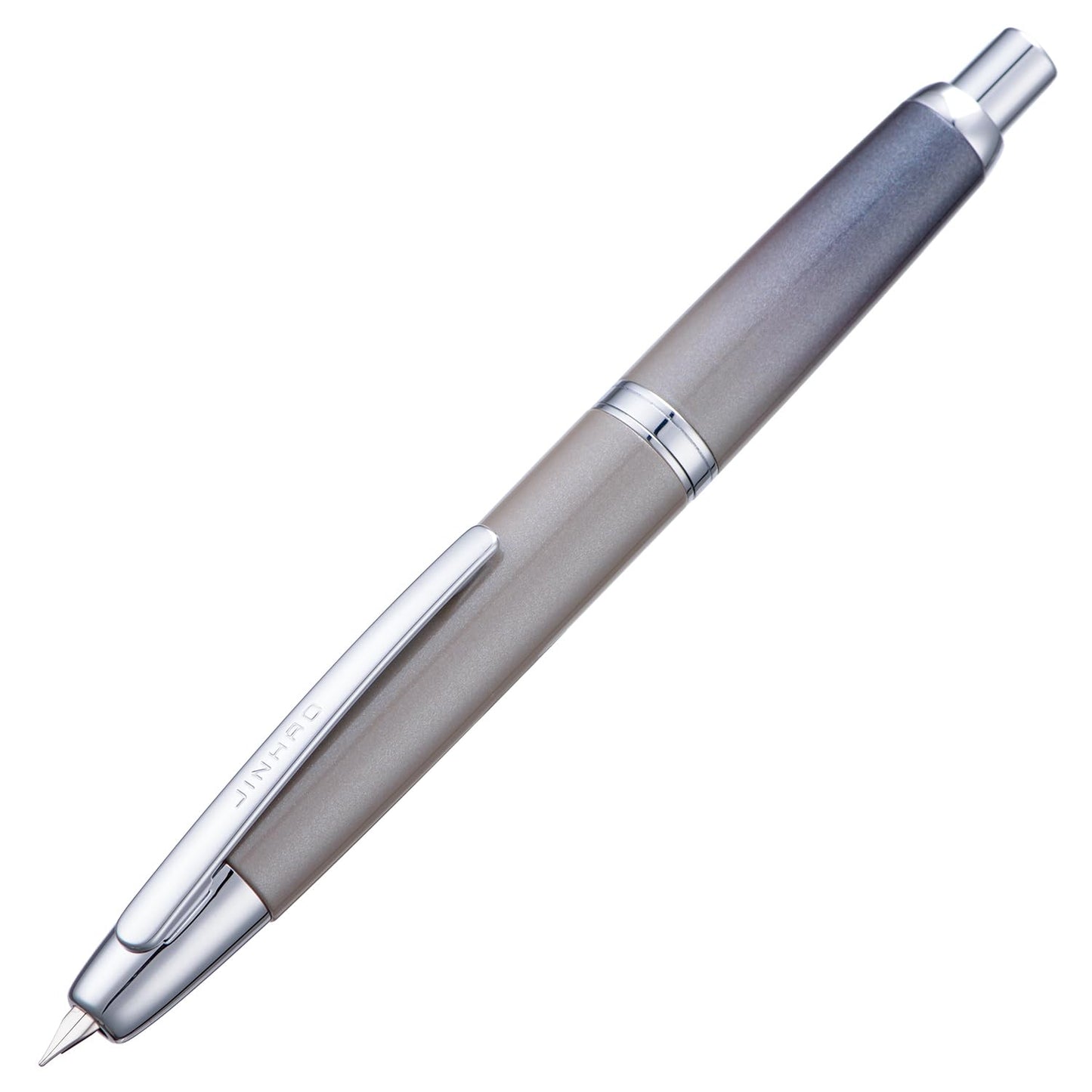 Jinhao 10 Press Fountain Pen with Box, Gradient Gray Retractable Extra Fine Nib with Ink Converter Set (Silver Clip)