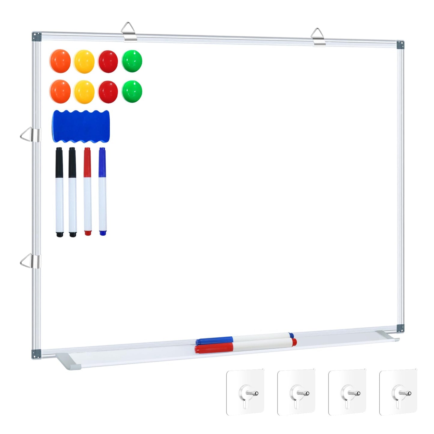 H-Qprobd White Board Dry Erase Whiteboard for Wall, 18"x24" Hanging Wall Mounted Magnetic Whiteboard Aluminium Frame for Home, Office, School, Kitchen