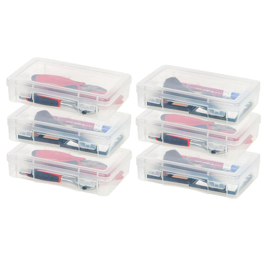 IRIS USA Clear Storage Cases, 6-Pack, |Made in USA|, Plastic Bead Organizing Containers with Snap Lid for Arts, Crafts, Ephemera, Stickers, & Dance Cheer, Clear - Medium