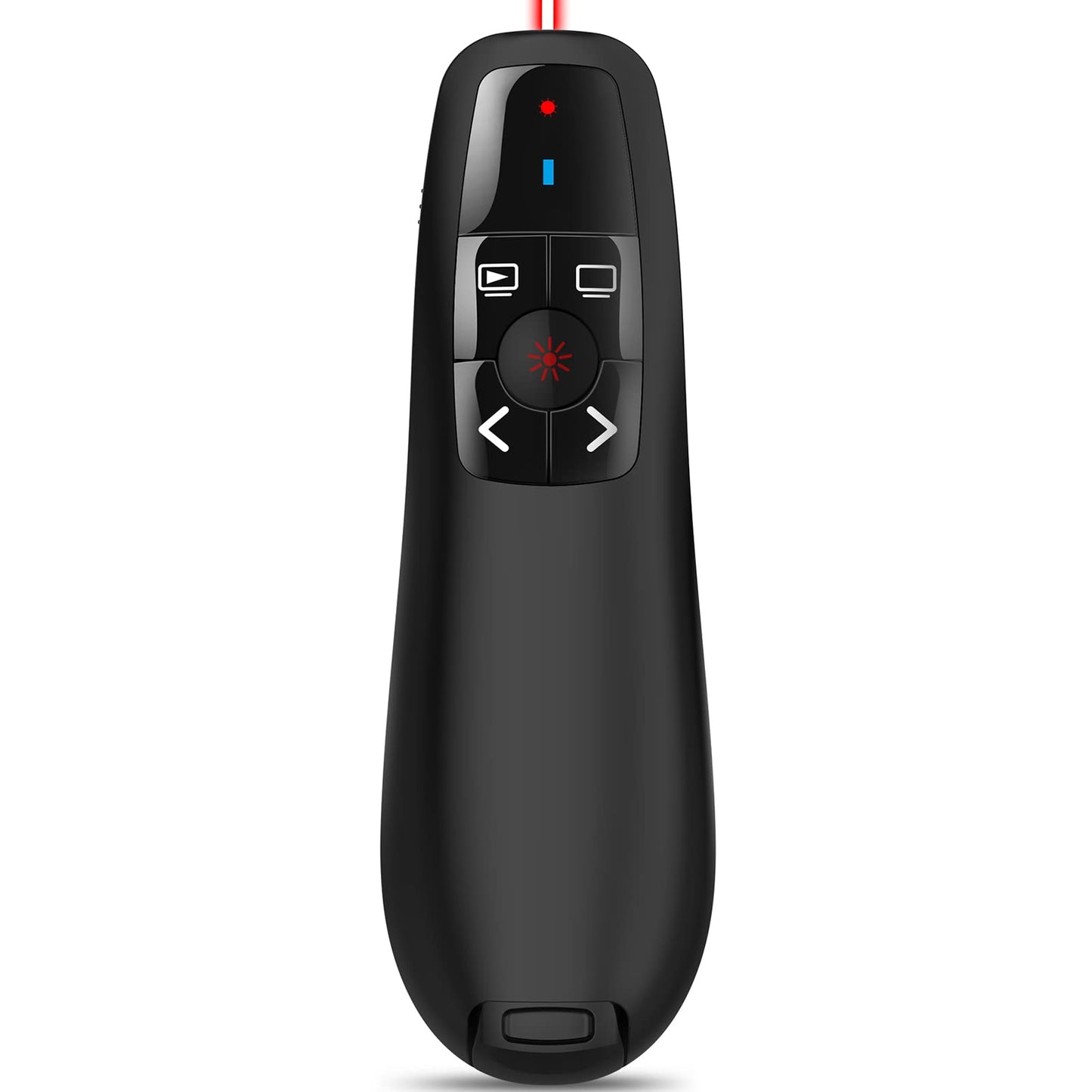 Wireless Presentation Clicker for Google Slides: 100ft Range | Ultra-Bright 656ft Red Pointer | Battery Powered - Plug & Play USB Presenter Remote with Volume & Black Screen for Mac Win PPT Keynote
