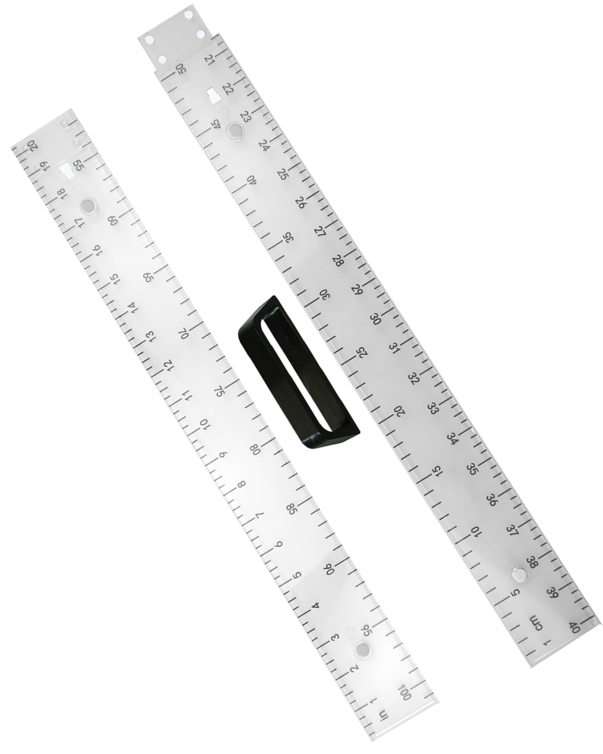 39in Clear Plastic Meter Stick with Handle, Detachable Sectional Teacher Ruler, Transparent Classroom Measuring Stick for Math Science Whiteboard Chalkboard