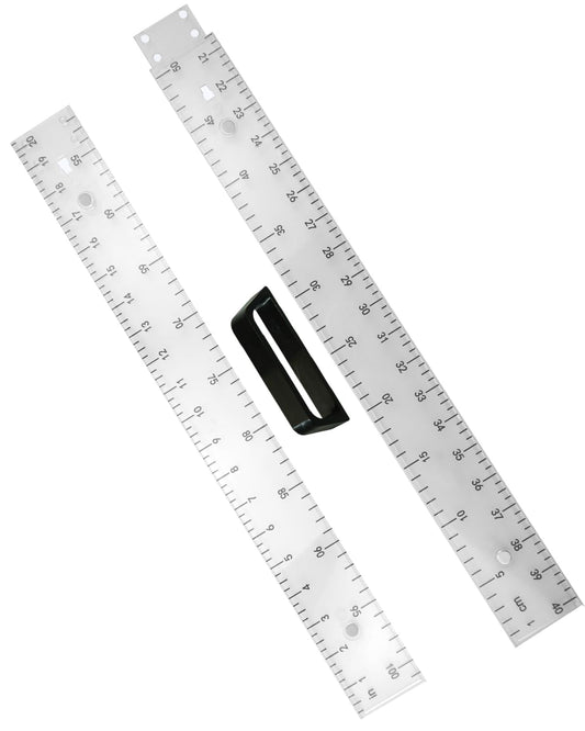 39in Clear Plastic Meter Stick with Handle, Detachable Sectional Teacher Ruler, Transparent Classroom Measuring Stick for Math Science Whiteboard Chalkboard