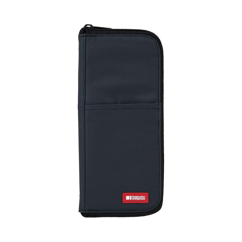 LIHIT LAB Slim Pen/Pencil Pouch, 0.7 × 3.9 × 8.5 Inches, Black (A7652-24)