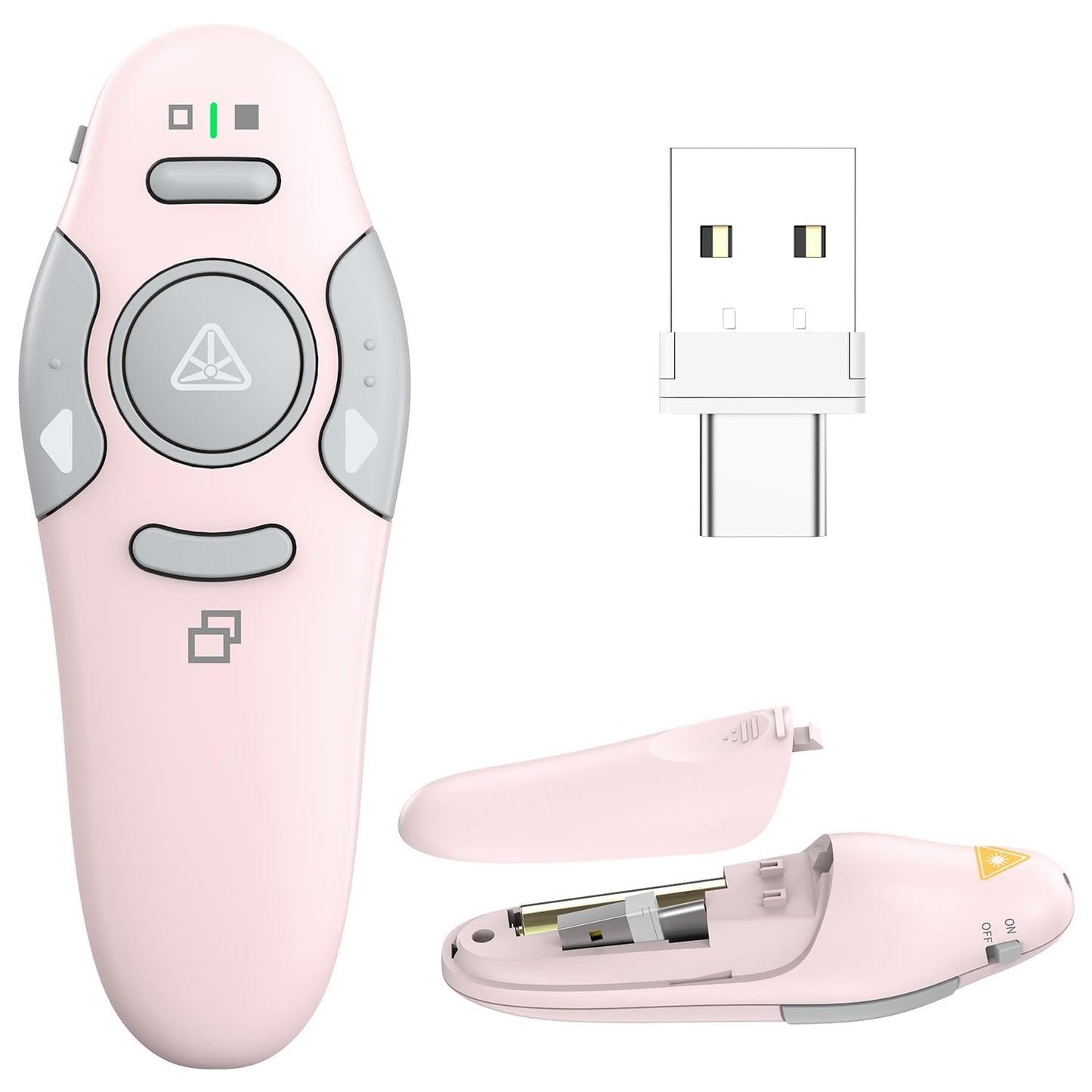 QUI Presentation Clicker Wireless Presenter Remote Clicker for PowerPoint Presentation Remote, PowerPoint Slide Advancer for Mac/Windows/Google Slide/Keynote, Pink, A-C