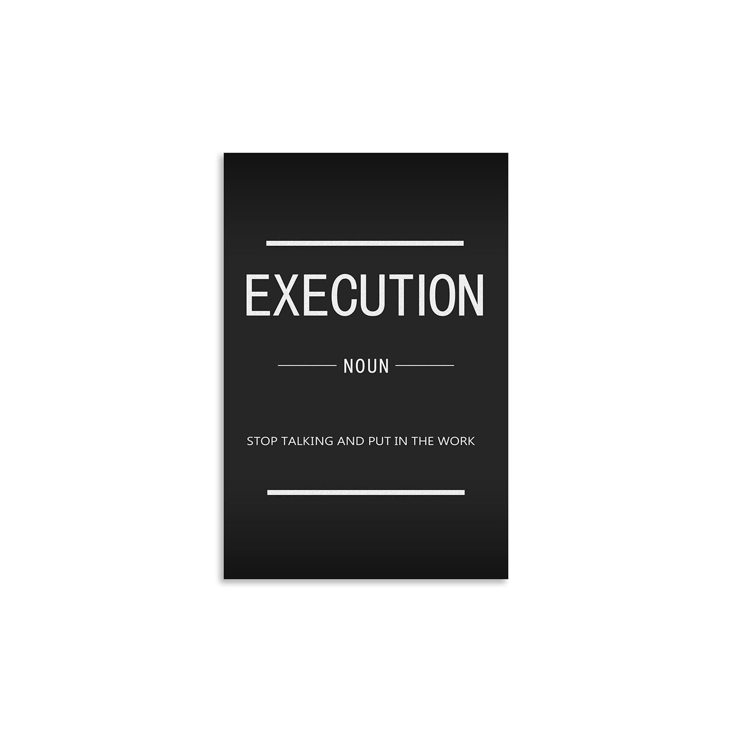 Inspirational Canvas Wall Art Execution Noun Printed Artwork Modern Inspirational Entrepreneur Quotation Poster Home Decor Living Room Office Stretching Frame Ready to Hang[12''W X 18''H]