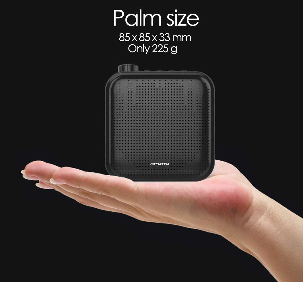 Voice Amplifier 12W Rechargeable PA System (1200mAh) with Wired Microphone for Teachers, Coaches, Tour Guide and More (Black)
