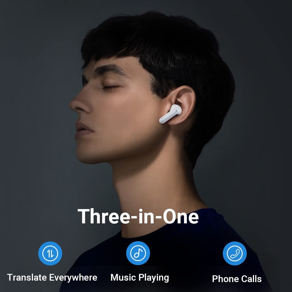 Timekettle M3 Language Translator Earbuds,Two-Way Translator Device with APP for 40 Languages Online,Voice Bluetooth Translator Earbuds,Compatible with iOS,Android (Online Version) White