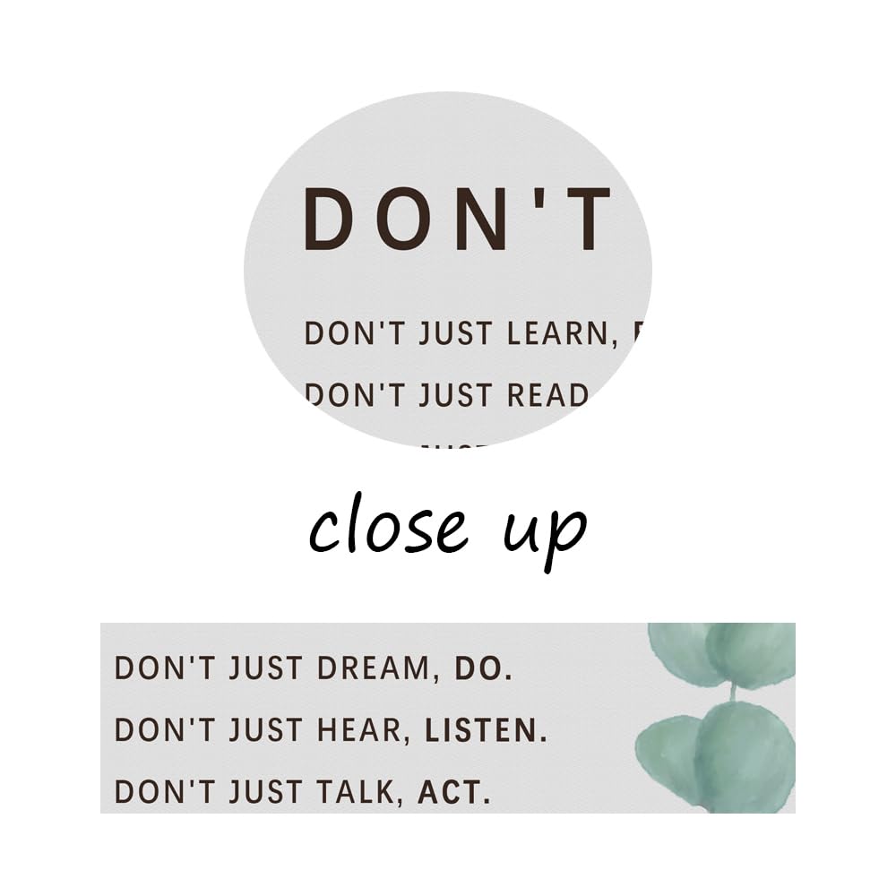 Inspirational Wall Art Don't Just Quote Motivational Poster Learning And Growth Inspiring Positive Canvas Painting Prints Wall Pictures for Living Room Office Home Decor Framed Artwork [12''W x 18''H]