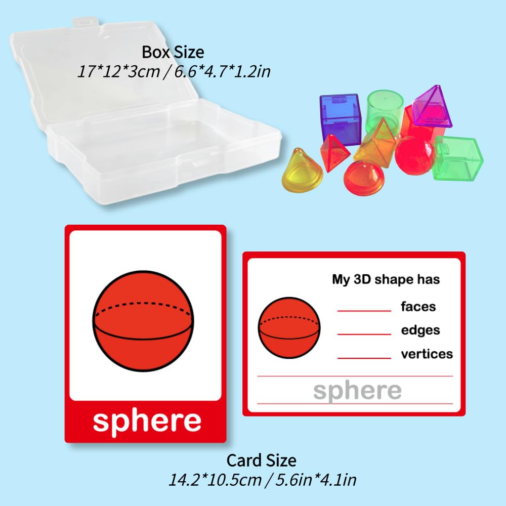 Math Task Boxes Set of 5 Math Manipulatives Themes 230+ Pieces of Number Rods, Base Ten Blocks, Ten Frame Disc Counters, Place Value Blocks, 0-9 Numbers, 3D Shapes, Activity Cards (3D Shapes)