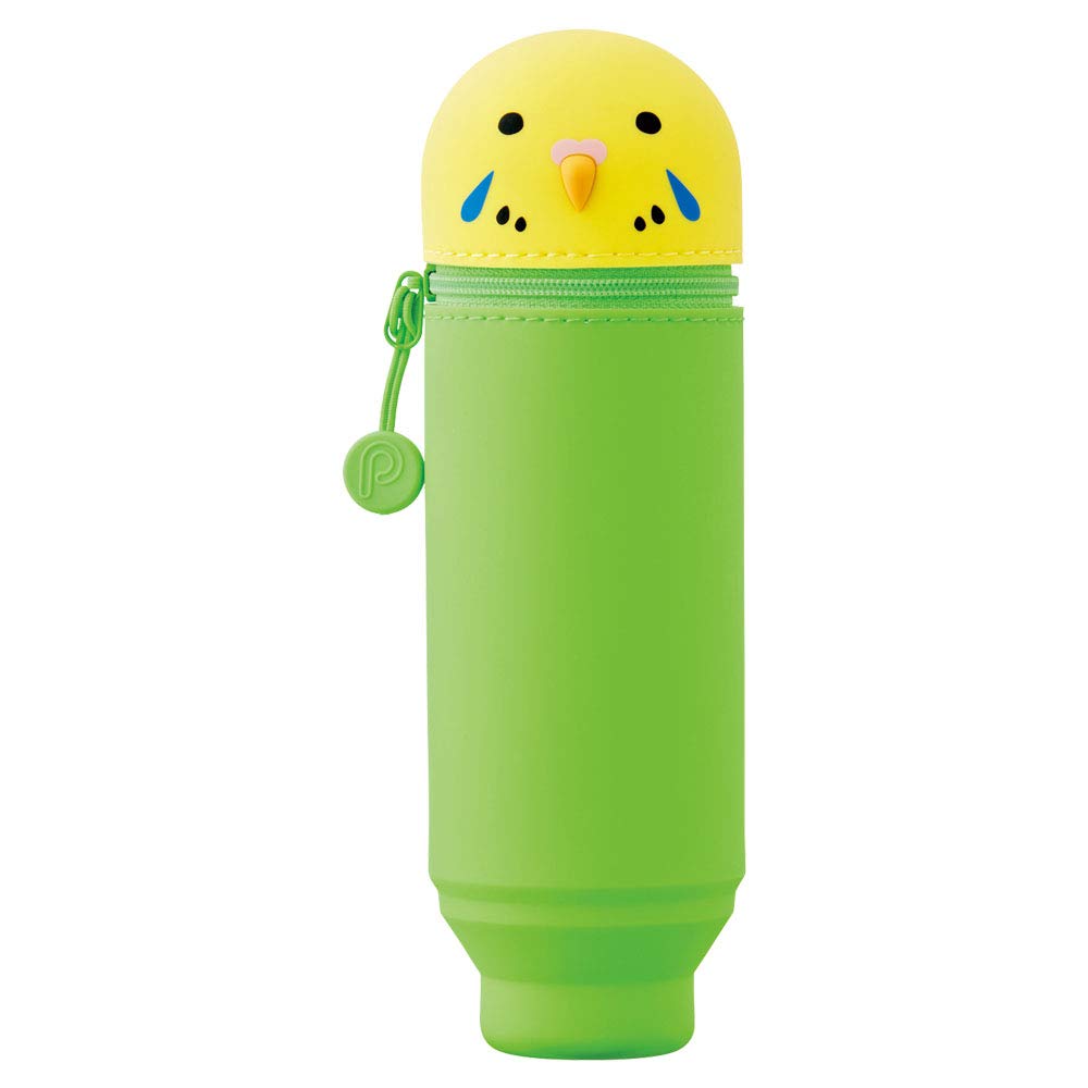 LIHIT LAB Kawaii Japanese Bird Stand Up Pencil Case For School Office College, Cute School Supplies, Animal Pen Holder Pencil Pouch Holder Teen Girls, Artist Pencil Case, Parrot (A7712-9)