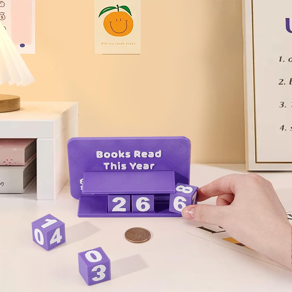 UNICRAFTALE Books Read This Year Counter Plastic 3D Printed Book Tracker for Reading Goal Display Purple Books Counter Sign Bookshelf Decor Reading Challenge Gift for Book Lovers 15.7x5.1x3.1Inch