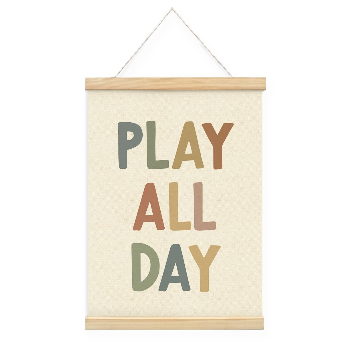 STHTTSW Boho Play Room Wall Decor Poster Hanger Frame, Play All Day Nursery Wall Art Kids Wall Decor, Playroom Art for Toddler Playroom Bedroom Kids Room Baby Girl Nursery,12x16 Inch