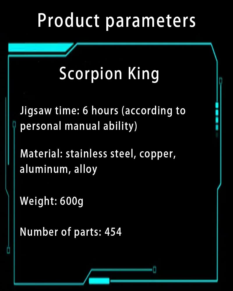 3D Metal Model Kits, Mechanical Scorpion King Blue 3D Metal Puzzle,Steel Warcraft Collection DIY Animal Brain Teasers Simple 3D Puzzles