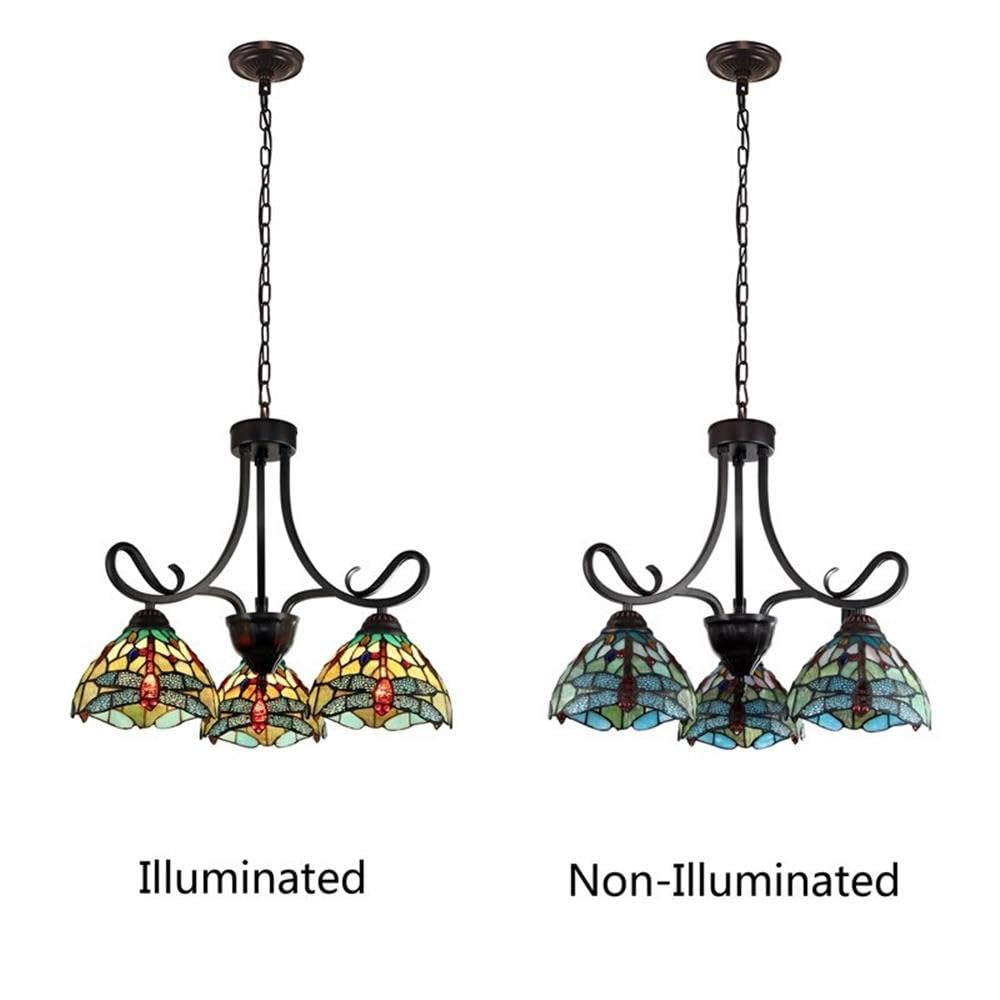 Chloe Lighting Empress Dragonfly Mini Chandelier, 3 Light, 24in Wide, Dark Bronze, Multicolor, Model CH3T471GD24-DD3