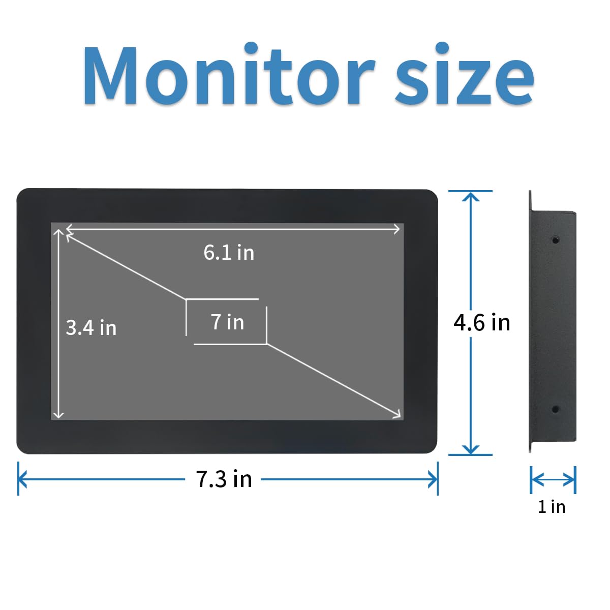 Qcvoruno 7 inch Touch Security Monitor & Displays, HD/BNC/AV/VGA/USB Input, 1024 * 600 Resolution, Built-in Dual Speakers Portable LCD Touch Monitor, Suitable for Game PC DVD DSLR CCTV