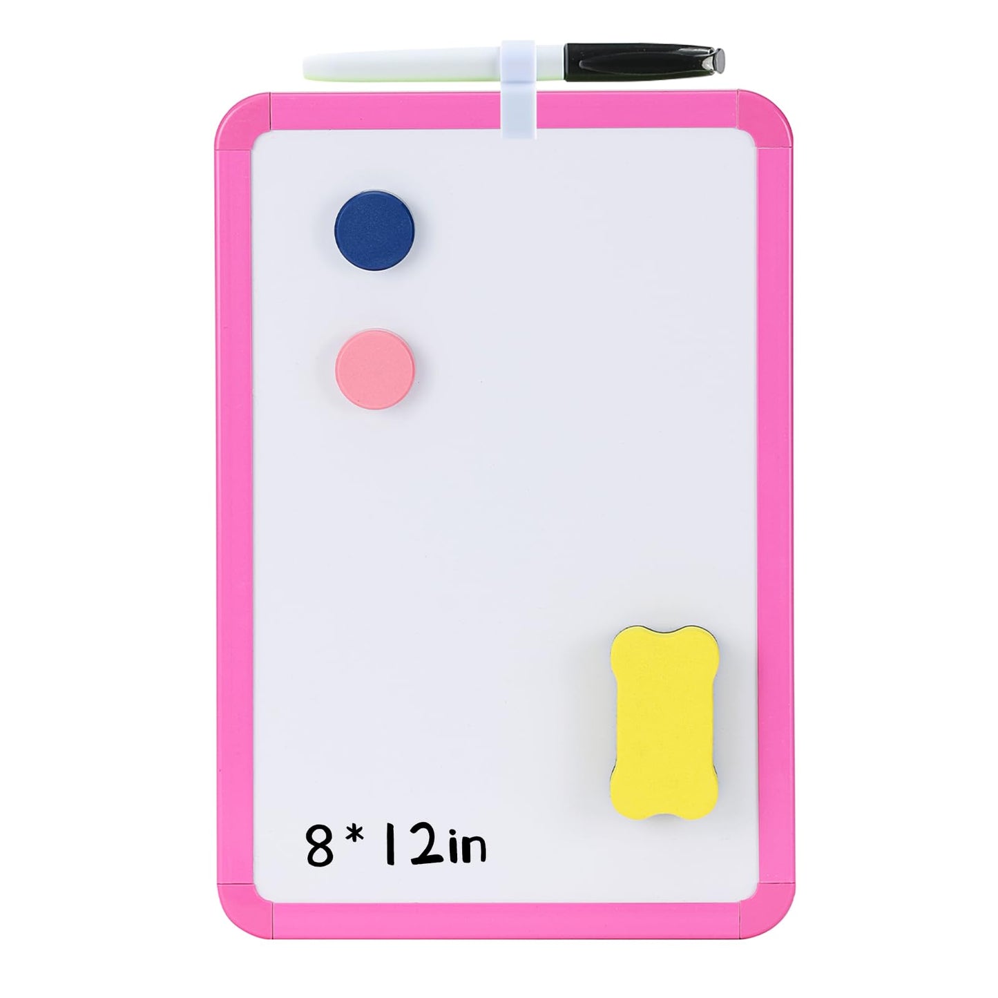 MXG Double Sided Pink Dry Erase Board, 8x12 Inch Small White Board with Marker & Eraser for Desk, Wall, Fridge, Portable Mini Whiteboard for Office, School, Coaches, Students, Kitchen