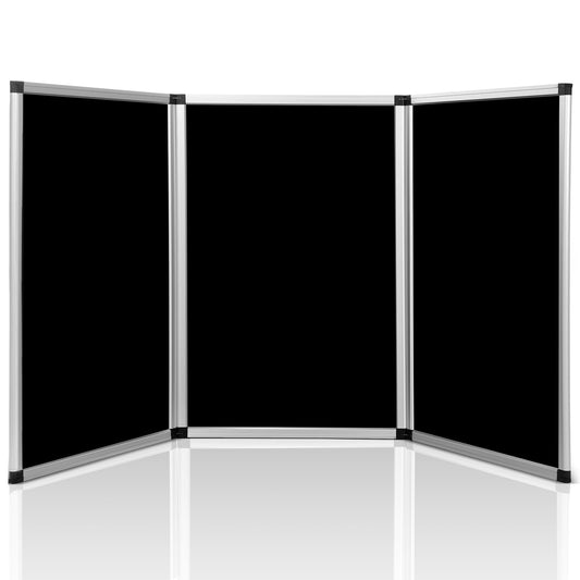 Sherr 3 Panel Trade Show Presentation Board, 72 x 35.3 inches Tri Fold Display Board, Black Single Sided Tabletop Display, Folding Panel for Trade Show Table Top