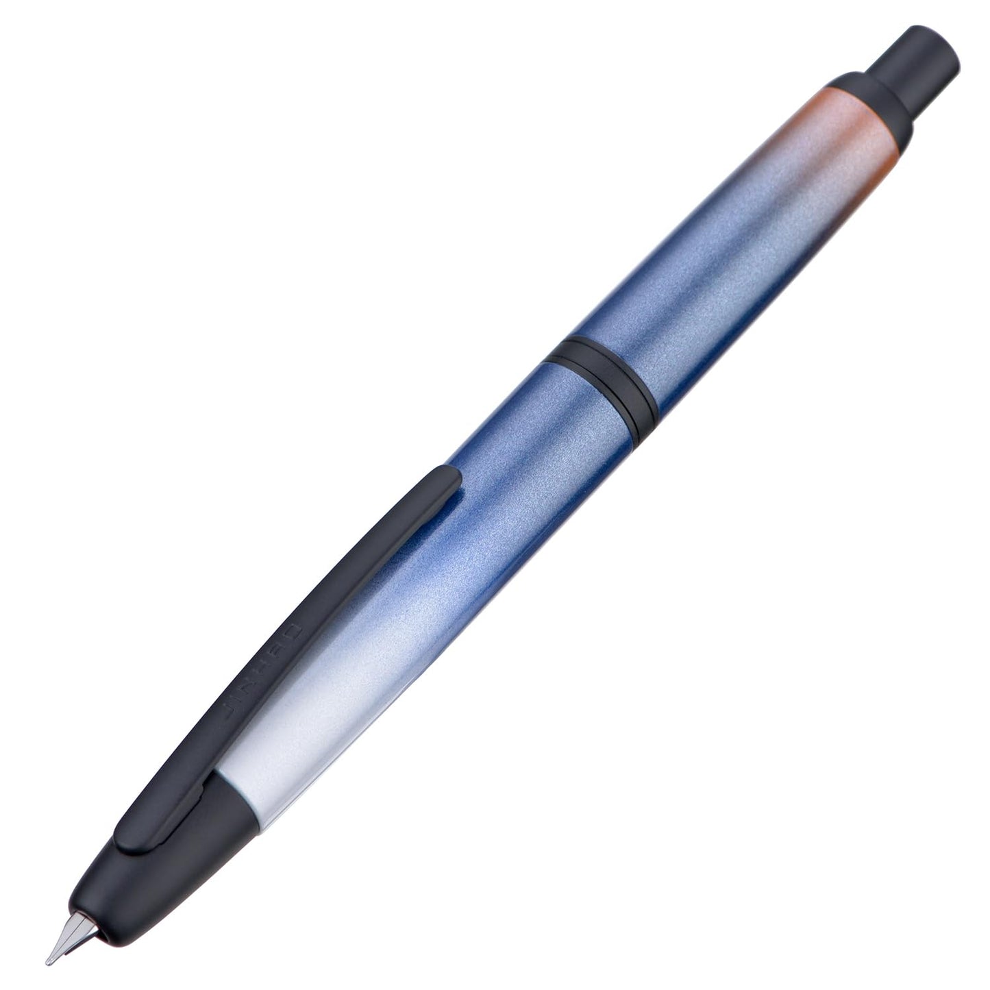 Jinhao 10 Press Fountain Pen with Box, Gradient Dark Blue Retractable Extra Fine Nib with Ink Converter Set (Black Clip)