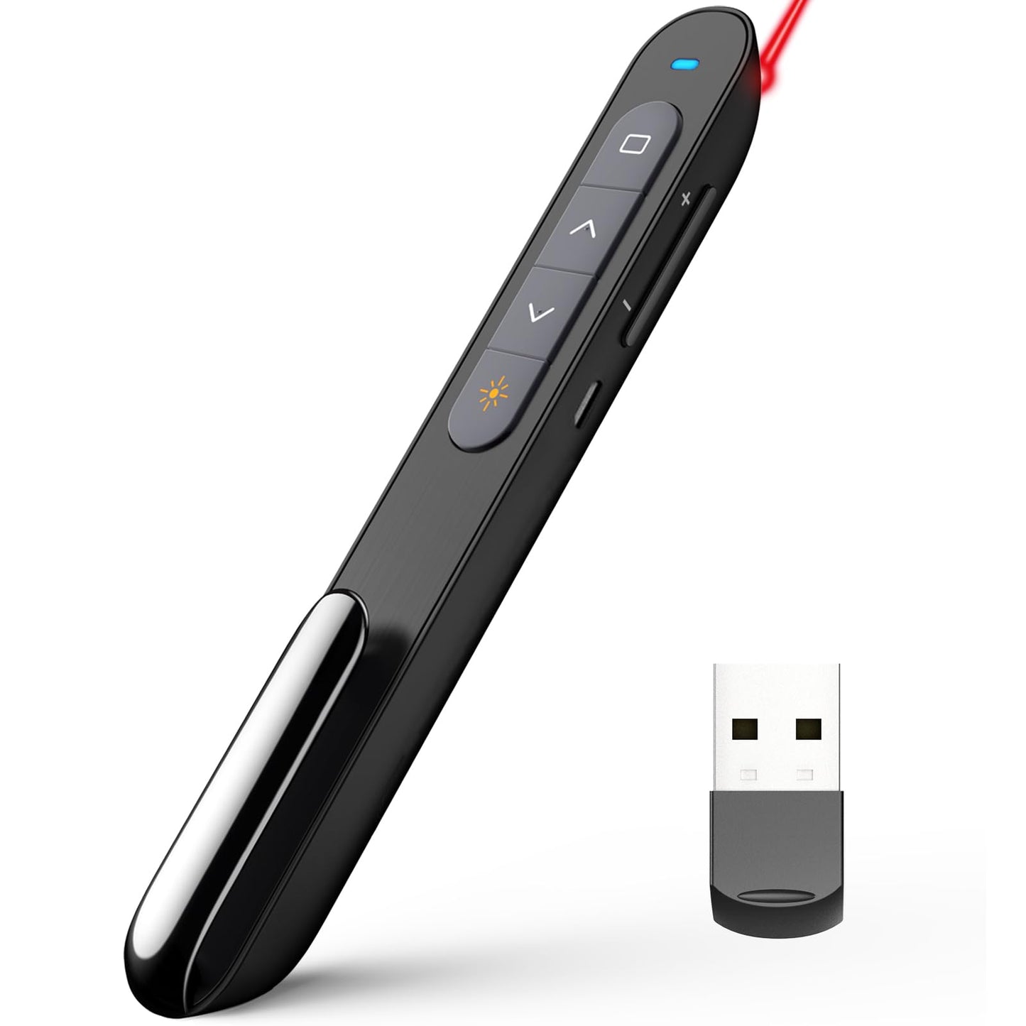 Norwii N76 Rechargeable Presentation clicker with Pointer, Long Range Presentation Remote, Wireless Presenter for PowerPoint Presentations, Slide Control (Black with Red Light)