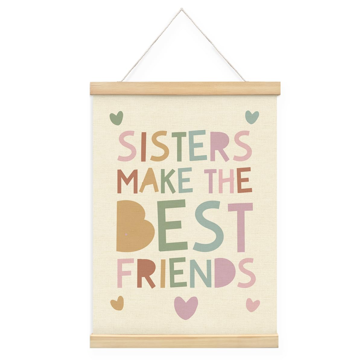 STHTTSW Sisters Make The Best Friends Poster Wall Art, Toddler Girl Room Decor, Pink Nursery & Playroom Wall Art for Girls Bedroom, Cute Little Girl Room Decor, 12x16 Inch